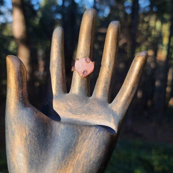 Morganite large 10k boulder & Amethyst 24k rosegold ring sz8 - Picture 5 of 10